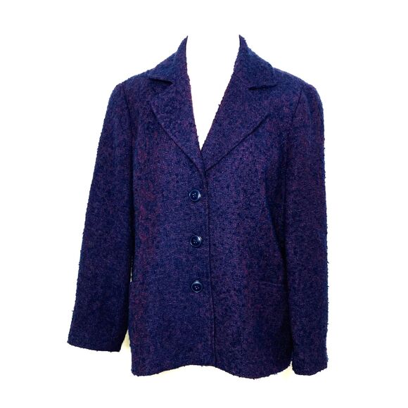 Coldwater Creek Purple Tweed Career Blazer Jacket Womens Acrylic Wool Blend P14 - Picture 1 of 8